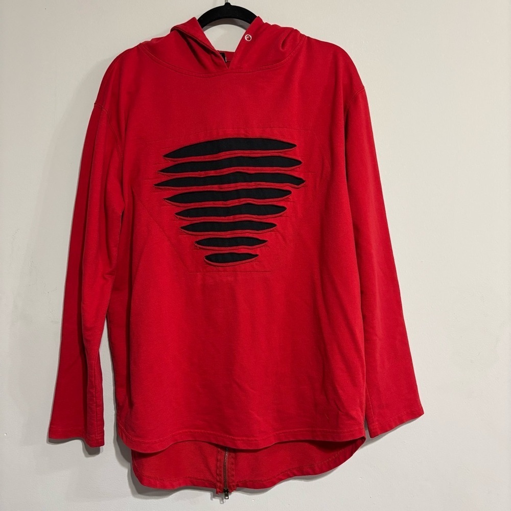 Beyond The Limit Red‎ Hooded Sweatshirt Black Graphic Back Zip Women XL